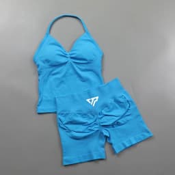 Keep That Pump 2 Piece Sets Shorts Top Women's Outfits Yoga Sets Gym Sets High Quality Seamless Lace-Up Bra Scratch Sports Sets