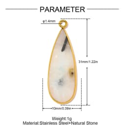 3pcs/Lot Stainless Steel Round Red Agate DIY Earring Charms Amethyst Natural Stone Necklace Pendants Woman Waterdrop Jewelry
