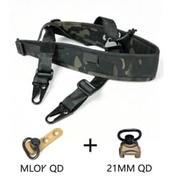 Tactical Adjustable 1/2 Point Crossbody Rope Nylon Rifle Shoulder Strap Outdoor Hunting AR15 Sling with M-system QD+21MM QD
