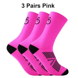 3 Pairs Cycling Socks Men Breathable Mesh Road MTB Bike Socks Bicycle Pattern Mid Tube Outdoor Sport Racing Socks Running Stripe