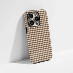 Fashion Brown Plaid Phone Case for IPhone 17 16 15 14 13 12 11 X XS XR XSMAX 7 8 Air Pro Max Plus Luxury Double-layer Back Cover