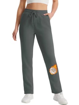 TACVASEN Sherpa Lined Drawstring Straight-Leg Sweatpants Womens Thermal Waist Outdoor Cotton Pants Waterproof Thick Trousers