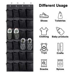 12/24 Grid Over The Door Shoe Rack with Large Mesh Pockets Hanging Shoe Organizer for Closet Hanging Shoe Rack Holder Hanger