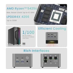 Genmachine Mini PC AMD Ryzen 3 5425U 4.1Ghz 15W Windows 11 LPDDR4X 4266Mhz Desktop Diy Gaming Computer WiFi6E BT5.2 Gaming Pc