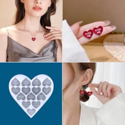 Love Ear Studs Earrings UV Crystal Epoxy Mold Keychain Pendant Resin Silicone Mould DIY Crafts Jewelry Casting Tools