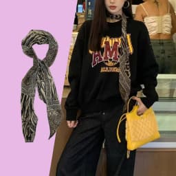 Ladies New Ins Style Brown Chiffon Polka Dot Long Silk Scarf Multifunctional Accessory Neck Women's Headband Tie Hair Towel