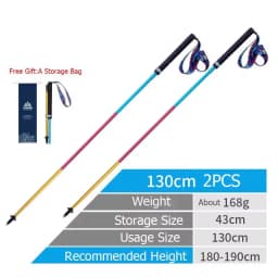 AONIJIE 2pcs Trekking Poles Folding Walking Stick Quick Lock Hiking Cane Carbon Fibers Adjustable Ultralight Walking Pole