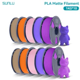 SUNLU 10Roll PLA Matte Filament 1.75mm 1kg Spool (2.2lbs) Smooth Matte Finish Neatly Wound Filament Fit Most FDM Printer