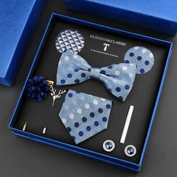 Luxury Neck Tie Set For Men Classic Brand Necktie Bowtie Hanky Cufflinks Floral Brooches Tie Clip Set Wedding Business Box Gift
