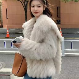 Imitation Fur Short Coat Woven Rex Rabbit Fur Green Long Hair Lapel Winter Coat