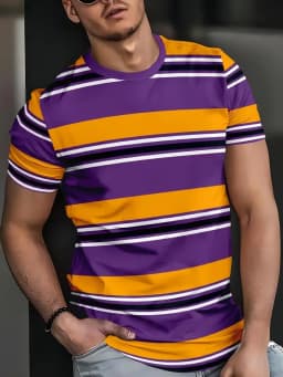 T-Shirt for Men Classic Plaid Stripe Print Casual T-Shirts Summer Fashion Harajuku Oversized Short Sleeve O-Neck Men's Clothing