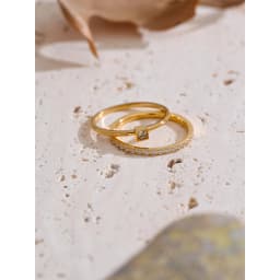 Yhpup 1 Set Size 6789 Delicate Cubic Zirconia Stackable Ring 18K Golden PVD Plated Stainless Steel High Quality Finger Jewelry
