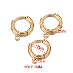 10pcs Stainless Steel Gold Earring Hooks earrings making with Loop Round Ear Post with Open Jump Ring for DIY Jewelry Components