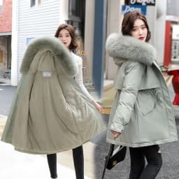Women's Winter Warm Hooded down Jacket Coat Street Style Loose Fit Knitted Long Sleeve Mid-Length Overcoat from China