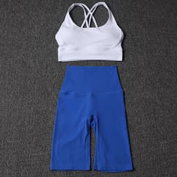 Nylon Yoga Set Gym Two Piece Sets Womens Bra Top Women Cycling Shorts Sport Fitness Sportswear 45 Colors Womens Clothing