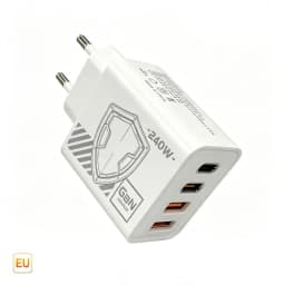 Durable 240W GaN Mechanical Multi‑Port USB Travel Charger EU US Plug Power Adapter for Phone Laptop Tablet Travel Work