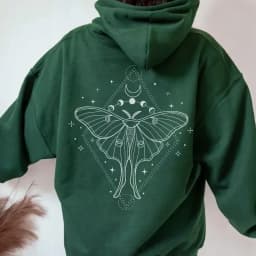 Bug Goblincore Moon Phases Moth Hoodie Luna Moth Sweatshirt Dark Academia Clothing Cottagecore Top Witchy Sweater Insect Tshirt