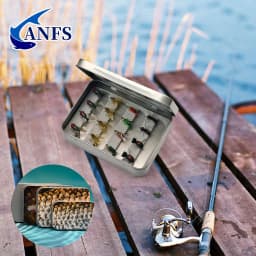 ANFS 1pc Metal Fly Fishing Tackle Box -Fly Hook Storage Box, Storage Box for Bionic Fly, Metal Storage Box for Outdoor Fishing
