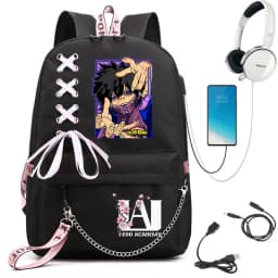 My Hero Academia Anime Print Student Backpack with Webbing Straps Girls School Bag Lightweight Casual Daypack