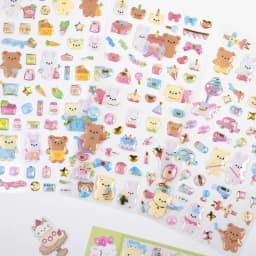 4 pcs/lot Cartoon Shopping Bear Rabbit Crystal 3D Stickers Scrapbooking Diy Journal Stationery Decor School Supplies GIft