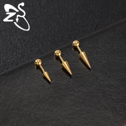 ZS 1 Piece Punk 18G Stainless Steel Stud Earring Men Women 6/8/10/12/15/17MM Long Spike Shape Helix Cartilage Piercings Jewelry
