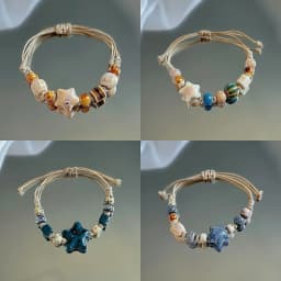 China Ethnic Retro Jingdezhen Ceramic Star Round Bead Rope Chain Bracelet for Women Friendship Charm Jewelry Accessories Gifts
