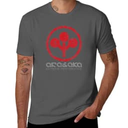 Cheavyweight streetwear anime clothes Distressed Arasaka Corp Logo T-Shirt Aesthetic clothing blacks workout shirts for men