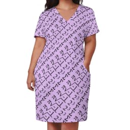 Math Lessons Print Dress V Neck Geometry Kawaii Dresses Woman Street Wear Print Casual Dress With Pockets Plus Size