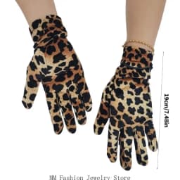 D0UB Unisex Leopard Pattern Gloves Breathable Polyester Cold Weather Essential Club Handwear