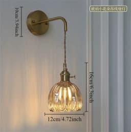 Modern Floral Glass Wall Lamp With a Switch For Bedroom Room Decoration Study Led Lights Mirror Light Nordic Wall Sconce