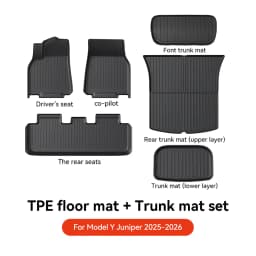 YZ TPE Car Floor Mats for Tesla Model Y Juniper 2025 2026 Luggage Mat Set Four Seasons Waterproof Anti-slip Trunk Mat