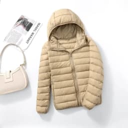 Women's Lightweight Casual Hooded Down Jacket Autumn Winter Minimalist Short Down Coats Female Solid Color Zipper Warm Outerwear