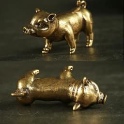 Retro Brass Handmade Pig Miniatures Figurines Desk Ornament Metal Copper Animal Model Toy Tea Pets Decoration Crafts Accessories