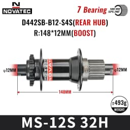 Novatec Bicycle Hub D442 D041 Front Rear Wheel Hub 2/4 Bearing For 8/9/10/11/12 Speed Mountain Bike Hub 32H BOOST THRU 15/12MM