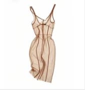 2026 Summer Sheer Mesh Overlay Spaghetti Strap Midi Dress Waist Cinched Sleeveless Women Accessories Versatile Chic Lady Outfit
