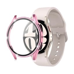 Glass+Case for samsung Galaxy watch 6 4 5 44mm 40mm 44 accessoires Bling Diamond PC bumper+Screen protector watch6 watch4 Cover