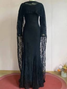 LGRQ 2026 New Elegant Round Neck Long Sleeved Waist Slimming Dress With Lace Shawl Temperament Women's Party Gown 19DB2591
