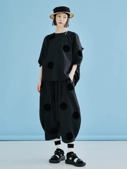 IMAKOKONI original design black polka dot thin style wide leg pants summer casual loose women's pants nine points pants