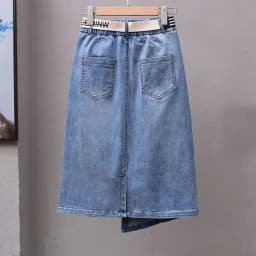 Irregular Denim Skirt Women Spring Summer New 2026 Elastic waist Joker A-line Buttocks Wrapped Skirts For Ladies Casual Clothing