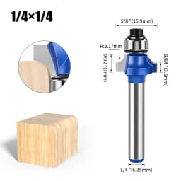 1/4 Inch Shank 6mm Shank Blue Roundover Router Bit Set Carbide Wood Router Bits for Woodworking