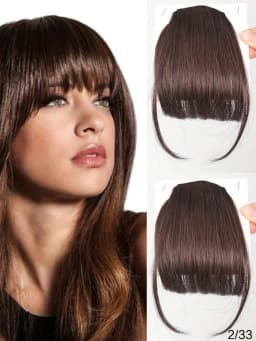 Thin Blunt Bangs Clip-On Synthetic Hair Extension Natural Looking Instant Hairstyle Quick Style Hairpiece Daily & Party