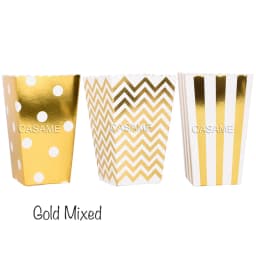 6pcs Rose Gold Pink Stiff Paper Mini Party Popcorn Boxes Pop Corn Candy/ Sanck Favor Bags Wedding Birthday Movie Party Tableware