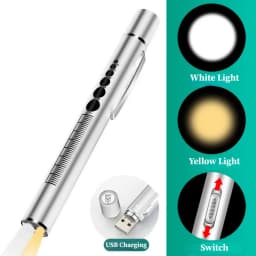 USB Rechargeable Portable Medical Penlight Emergency Flashlight Rechargeable 2 in 1 Pocket LED Pen Lights with Pupil Gauge