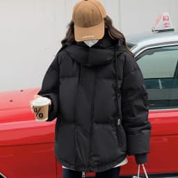 Korean Heart Shaped Short Down Cotton Jacket Women Harajuku Winter Couple Bread Style Outerwear Casual Thick Warm Hooded Parkas