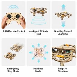 Wooden DIY Rc Drone Kit Assembled Remote Control Flying Toy Electtric Handmade Quadcopters Remote Aircraft Science Gadget