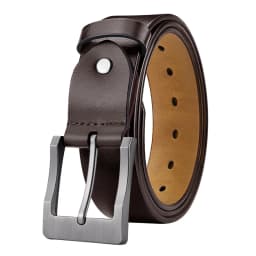 OYIFAN Men's Genuine Leather Belt - High-Quality Cowhide Leather Pin Buckle Belt with Alloy Clasp, Premium Men's Cowboy Belt