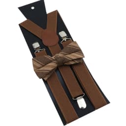 Cotton Brown Plaid Bowtie Suspender Set Elastic Braces Men Black Grey Butterfly Straps Wedding Dress Suit Skirt Accessories Gift