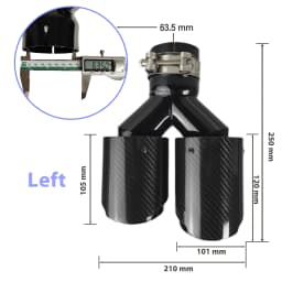 Car Carbon Fiber Glossy Muffler Tip Y Shape Double Exit Exhaust Pipe Mufflers Nozzle Decoration Universal Stainless Black