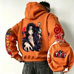 Naruto Uchiha Itachi 2026 Spring and Autumn New Cartoon Anime Harajuku Y2K Street Fashion Couple Hooded Sweatshirt