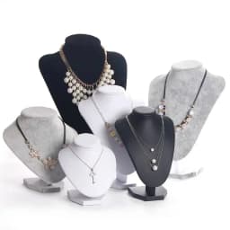 Exhibitor 6 Options Black PU Jewelry Display Faux Leather Mannequin Necklace Pendant Jewelry Bust Neck Display Stand Holder